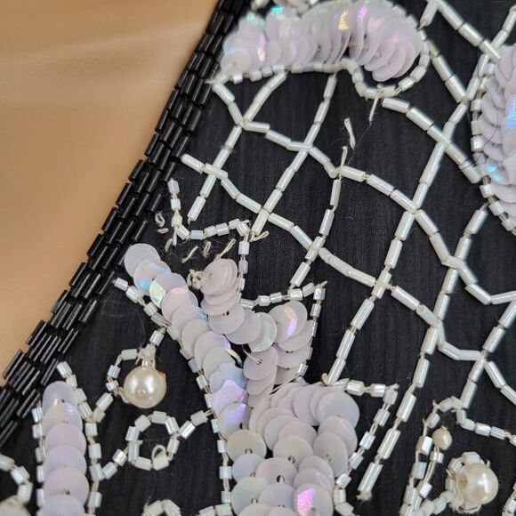 Stenay 80s Vintage Silk Sequin Beaded Cocktail Evening Dress Women's Size 12 - Picture 5 of 16